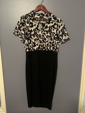 torrid Black Midi Dress with Floral Leopard Print Top